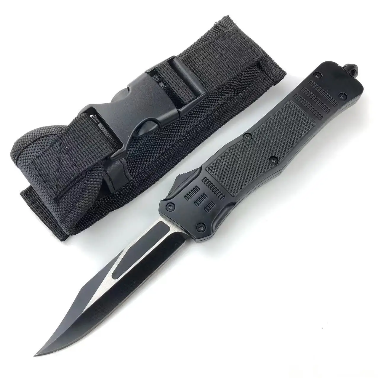 OTF Cutting Tools with Cover Folding Knife Outdoor EDC Portable Stainless Steel for Camping Self Defense Tools Creative Gifts