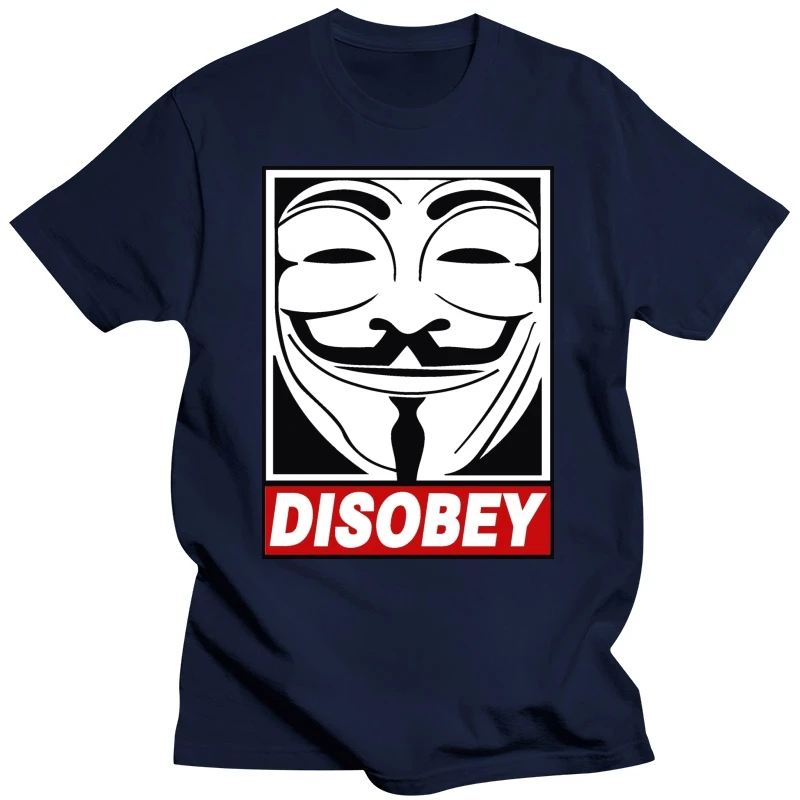 V for Vendetta Disobey Anonymous Guy Fawkes Mask Hacker T Shirt Tees Brand Clothing Funny T-Shirt Top Tee