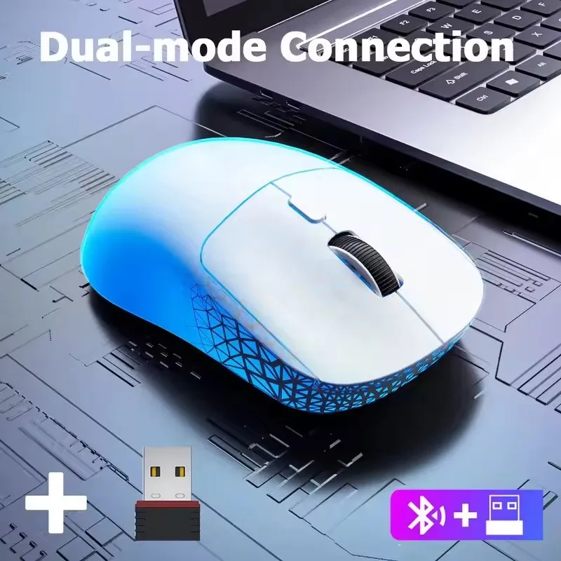 Mute Wireless Mouse 4-Color Rechargeable Ergonomic Game Mouse Dual-Mode Bluetooth Computer Game Mouse Office Best-Selling view 3