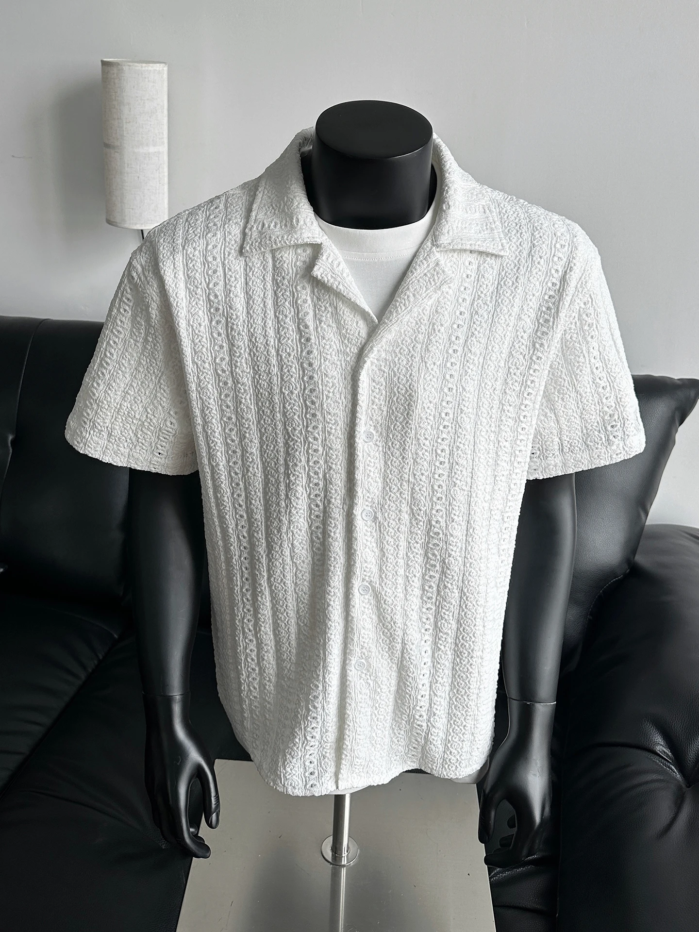 

Men's Cuban Collar ort Sve irt Loose Fit Casual Sle f Sve Textured American Loose Fit Spring Summer irt