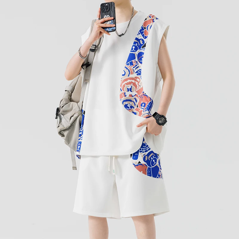 

Men's Casual 2-Piece Sportswear Set Streetwear Fashion Tracksuit Shirts and Pants Camping Beachwear Clothing Summer Shirts Set