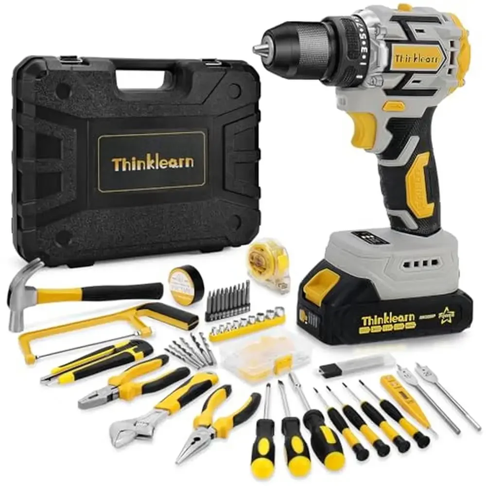 20V Brushless Drill Tool Set Cordless Power Drill 2.0Ah Battery Combo Kit 119 PCS Men 10mm 3/8