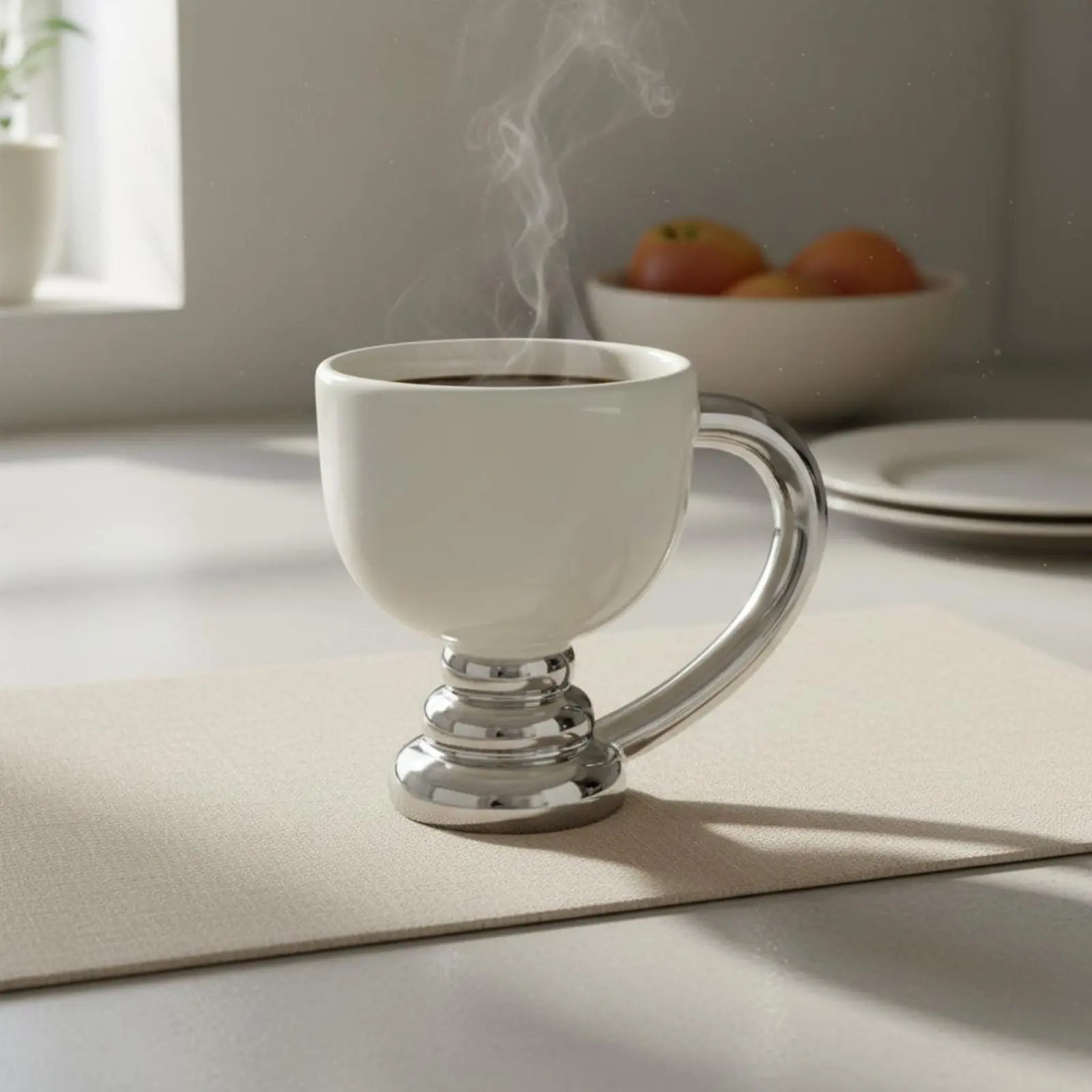 5 Pieces Ceramic Coffee Mug Set Social-Media-Design Design Silver Trimmed Mug Designer Cup Set Cute Drinkware Elegant Design