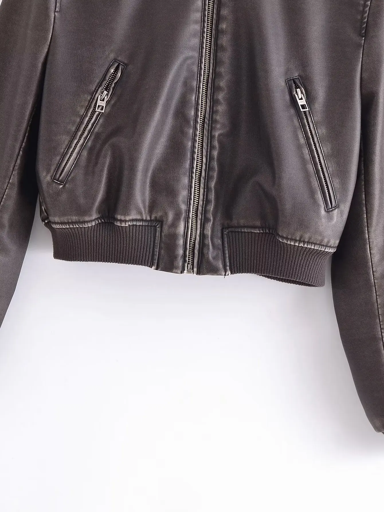 Giacca in pelle donna 2023 autunno primavera giacca Moto Biker da donna con cerniera giacca da baseball cappotti capispalla da donna vintage marrone