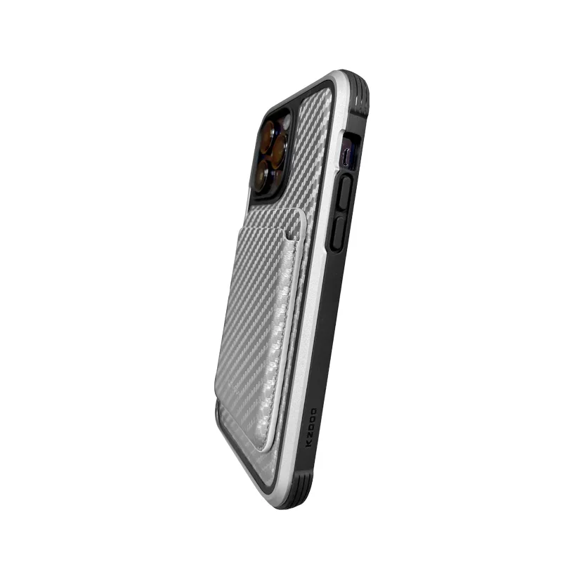 KZDOO Mag Mars Pu Leather Back Case Megsafe Metal Frame Thickness Cabon Pattern Phone Cover for iPhone 14,14Plus,14Pro 14Promax view 3
