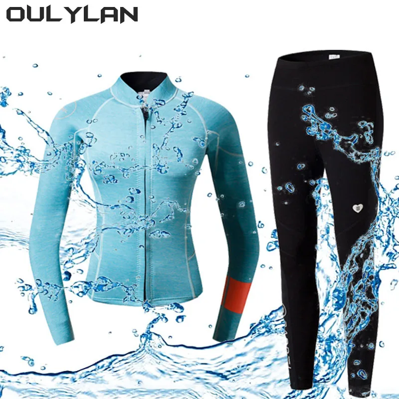 

Oulylan Sleeved Top Kitesurf Surf Surfing Spearfishing Jacket Pants Clothes Wet Suit Diving Suit 2MM Women Wetsuit Split Long