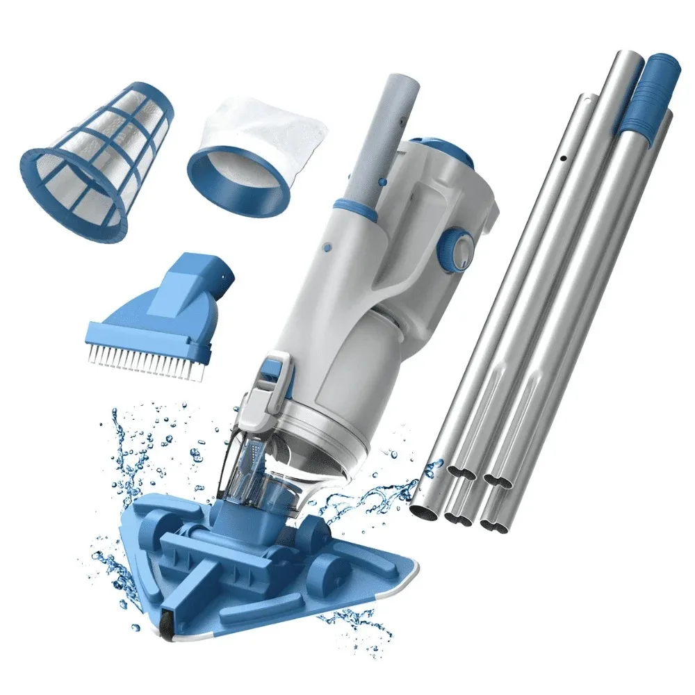 

Rechargeable Handheld Pool Vacuum with 6ft Pole, XL Vac Head for Pool Floor Cleaning, Flat Brush for Corners and Steps Cordless