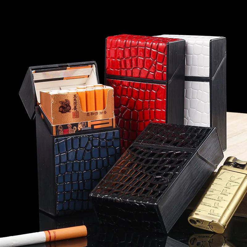 Personal Imitation Snake Pattern Cigarette Case Automatic Flap Eco-friendly Plastic Tobacco Holder Pocket Box Cigarette Case