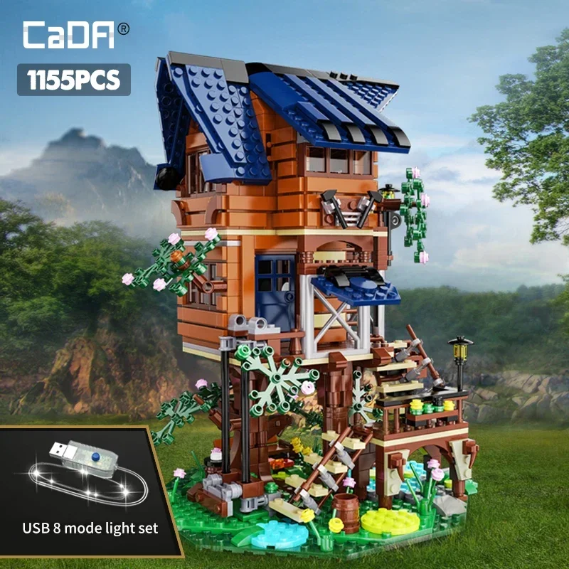 

1155 Pcs Cada forest Four Seasons Tree House Architecture Building Blocks LED Light Friends Home Decoration Bricks Toys