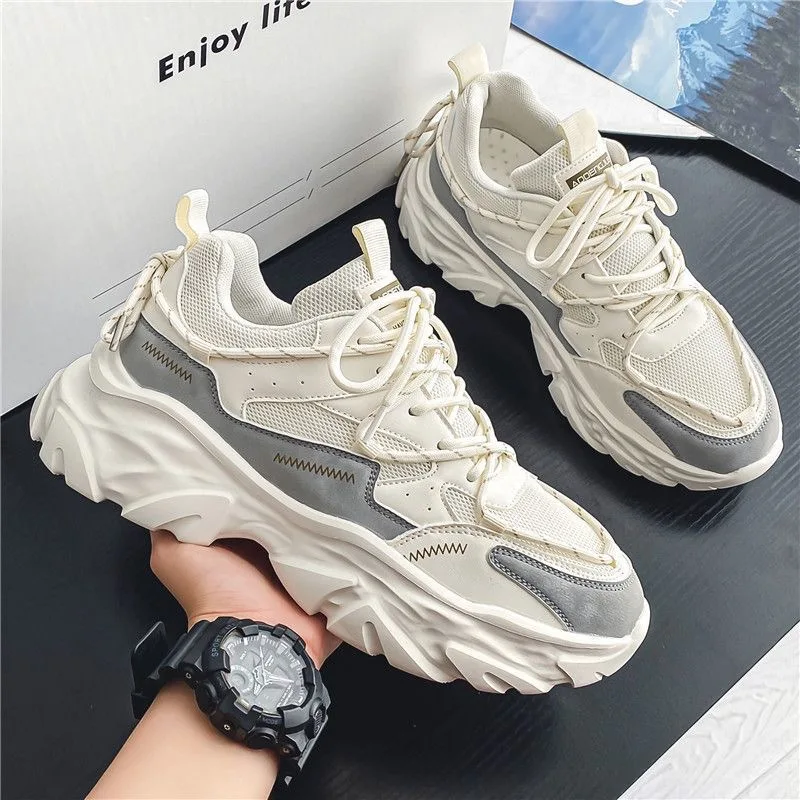 New Breathable Sports Shoes Men Casual Sneakers Male Antislip Wear Resisting Running Trainers Outdoor Plus Height Free Shipping