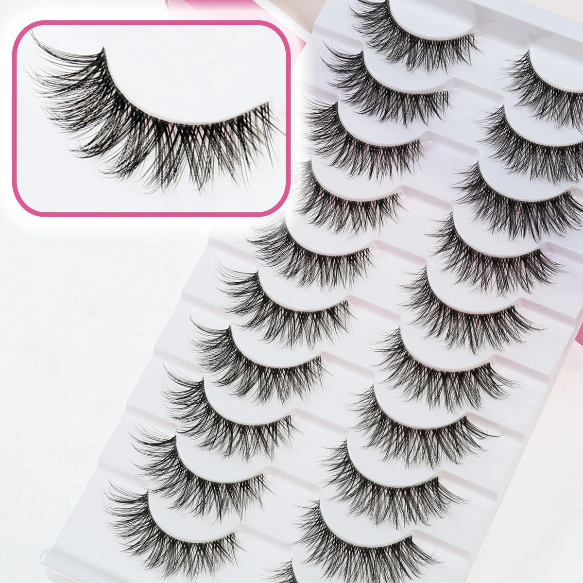 Xuanfeiwu ممدود سميك ورقيق ماكياج شفاف الجذعية الرموش الصناعية، واقعية الطبيعية كامل قطاع مرحلة الأداء الرموش الصناعية، الإنترنت المشاهير 5D مانغا الرموش #6