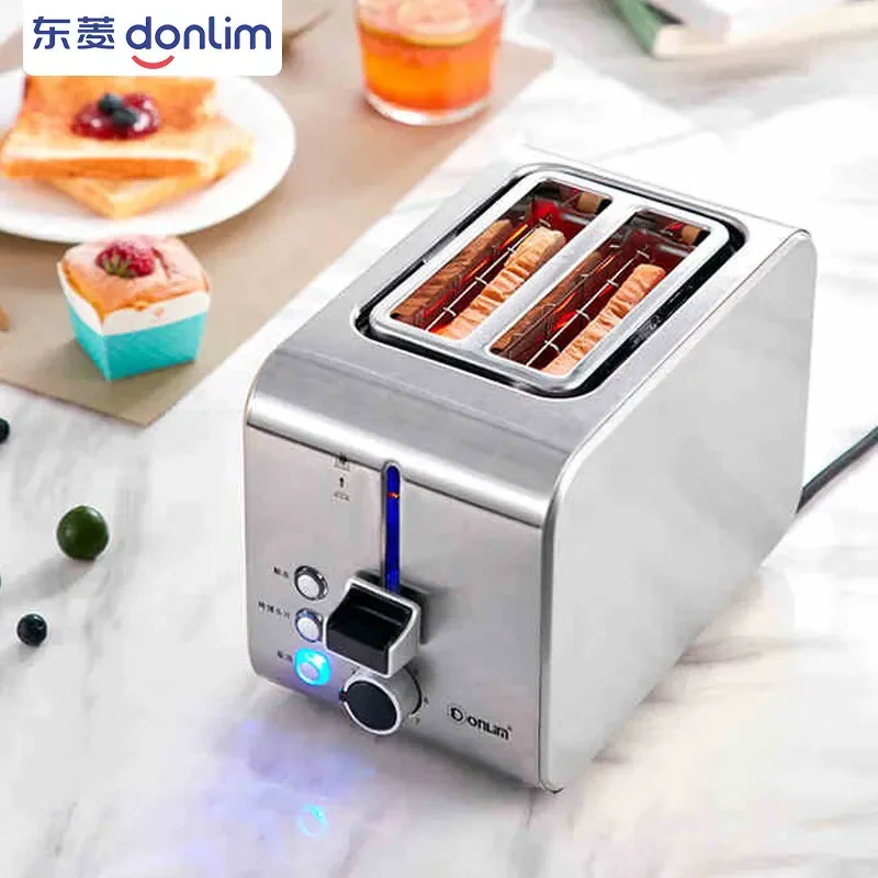 Donlim Toaster Stainless Steel Toast Oven Baking Kitchen Appliances Breakfast Bread Maker Fast Safety Two Slot 7-gear Baking