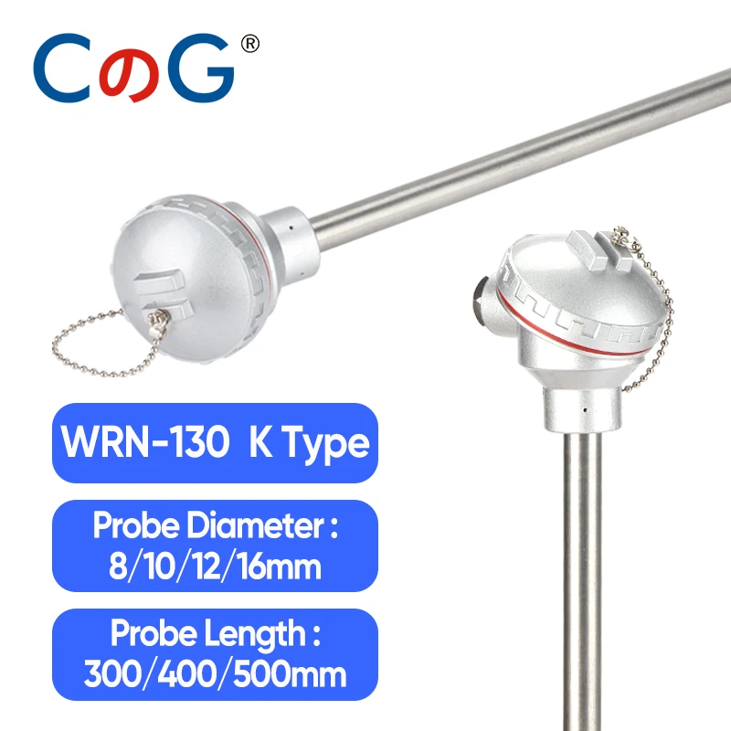 CG WRN-130 0-1300Degree Diameter 10mm High Precision K Type Probe Armor Head Assembly Thermocouple Industrial Temperature Sensor