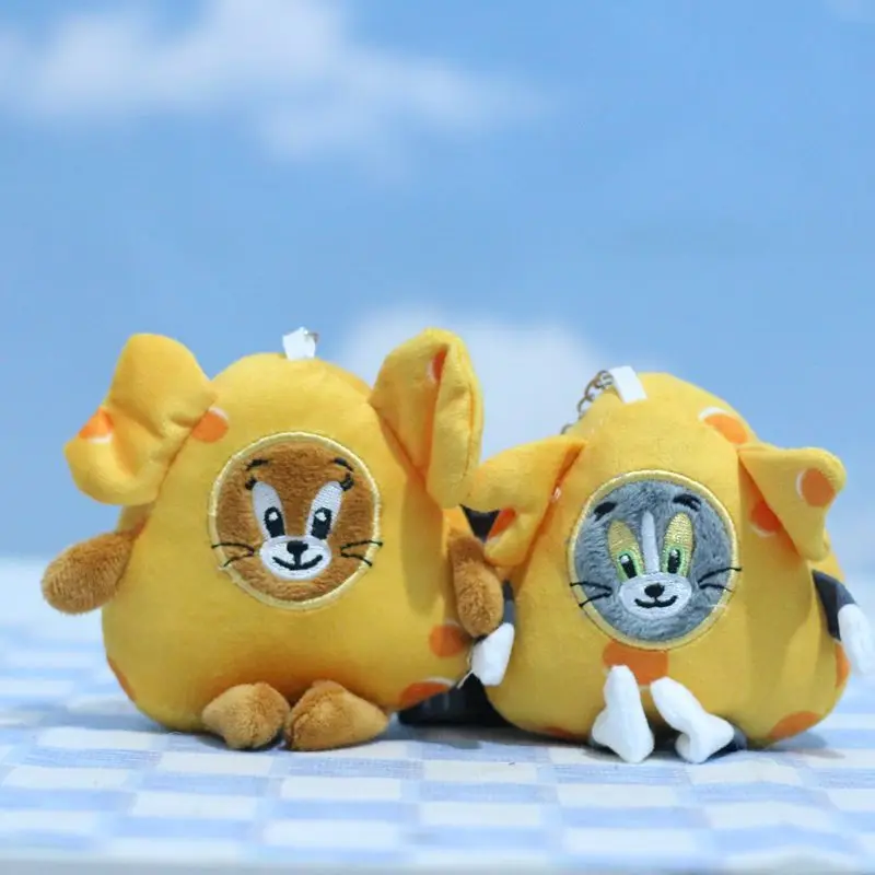 Cartoon Tom And Jerry peluche portachiavi infanzia classici Anime Figure formaggio gatto ciondolo farcito portachiavi bambola morbida giocattoli