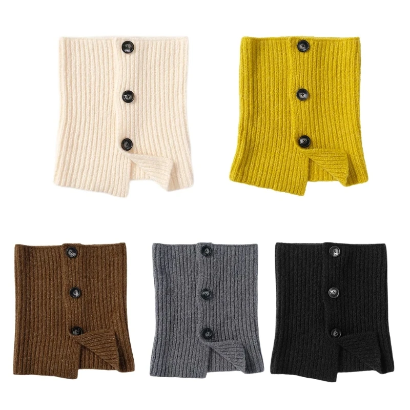 

Elegant Knitted Neck Scarf with Functional Buttons for Daily Wear Fashion Neck Warmer Shoulder Wrap for Women Windproof Dropship