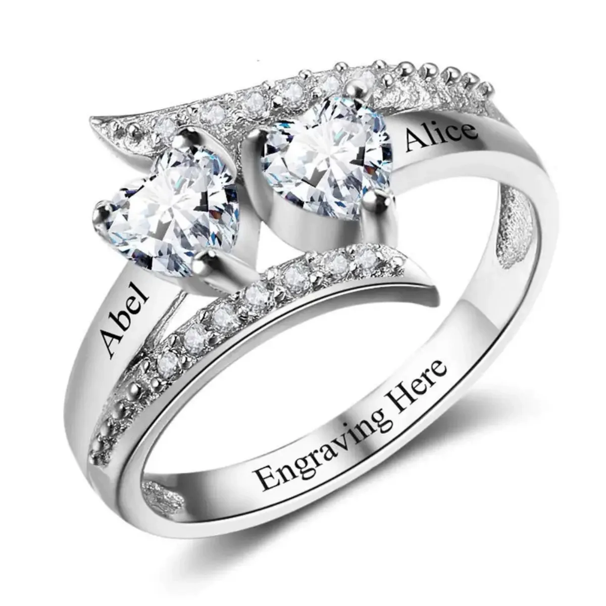 Personalisierter Ring mit Gravur und 2 Geburtssteinen für Mutter, Liebesversprechen-Ring, Individueller Namensring, Schmuck für Frauen und Ehefrauen – Detail 2