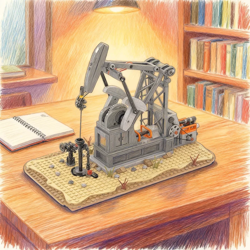 474pcs MOC Functioning Oil Pump Jack Derrick Creator Expert Model Building Blocks Creative Display Gift Collectible Decor Kids