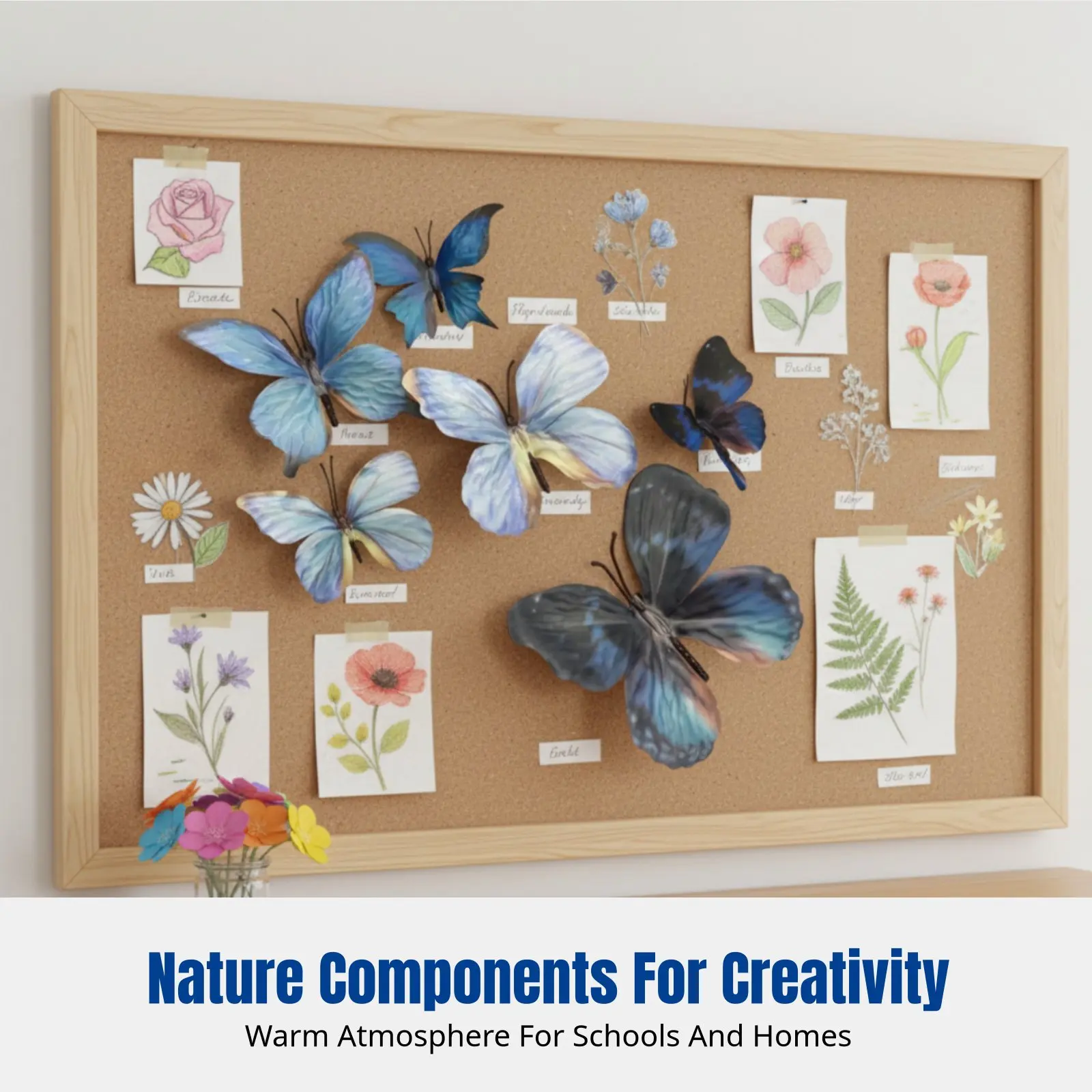 

New Chinese Nature Theme Craft Material Pack, Artificial Butterfly, DIY Flower Decor, School Area Setup