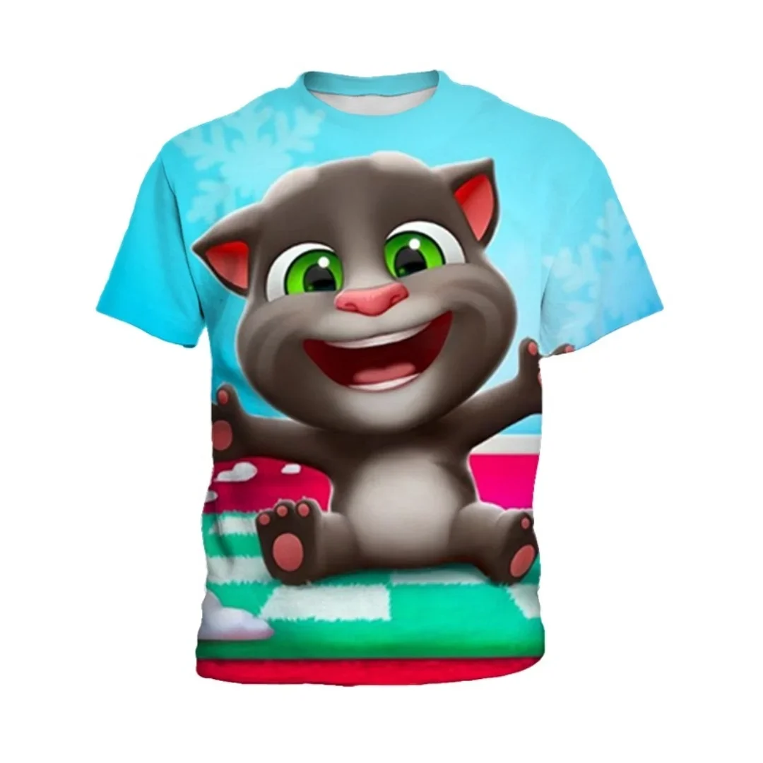 2026 Sommer AI My Talking Tom 3D-Druck Rundhals Kurzarm T-Shirts Komfortable Alltags-Freizeitmode Oberteile für Jungen und Mädchen – Detail 8