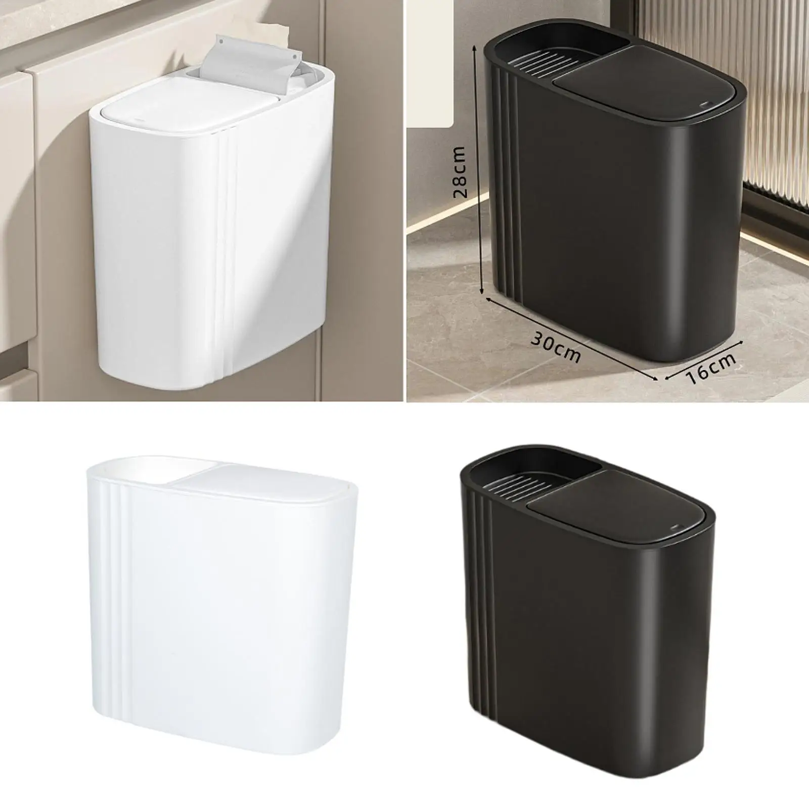 

Bathroom Trash Can Small Compact Slim Garbage Bin for Home Laundry Household