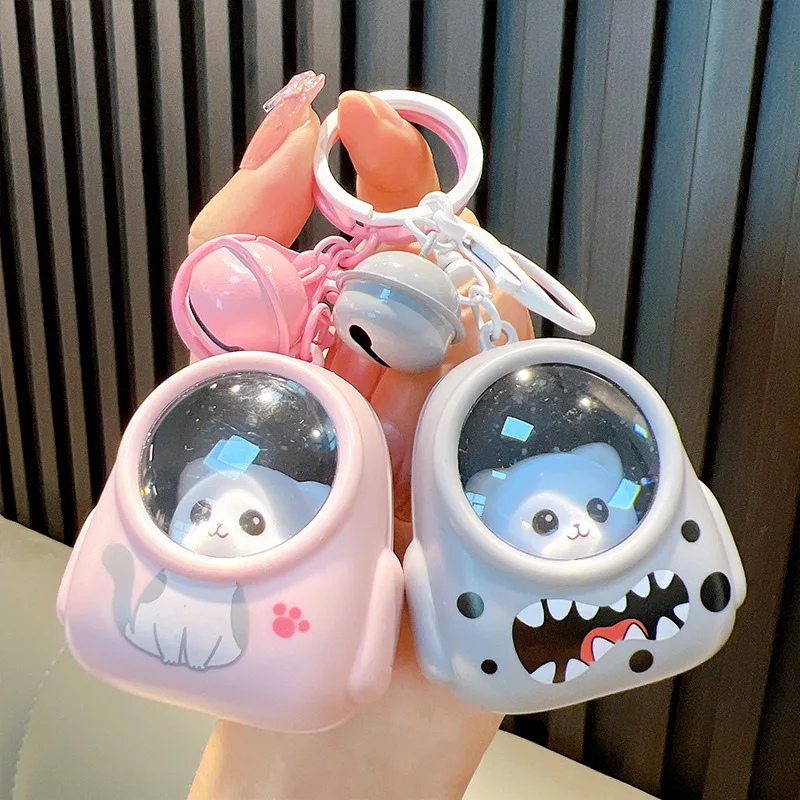 Niedliche Katze Astronaut Planet Rucksack Nachtlicht Schlüssel bund Mode Braunbär Palmen druck Ambiente Licht Monster Zähne Tasche Schlüssel anhänger