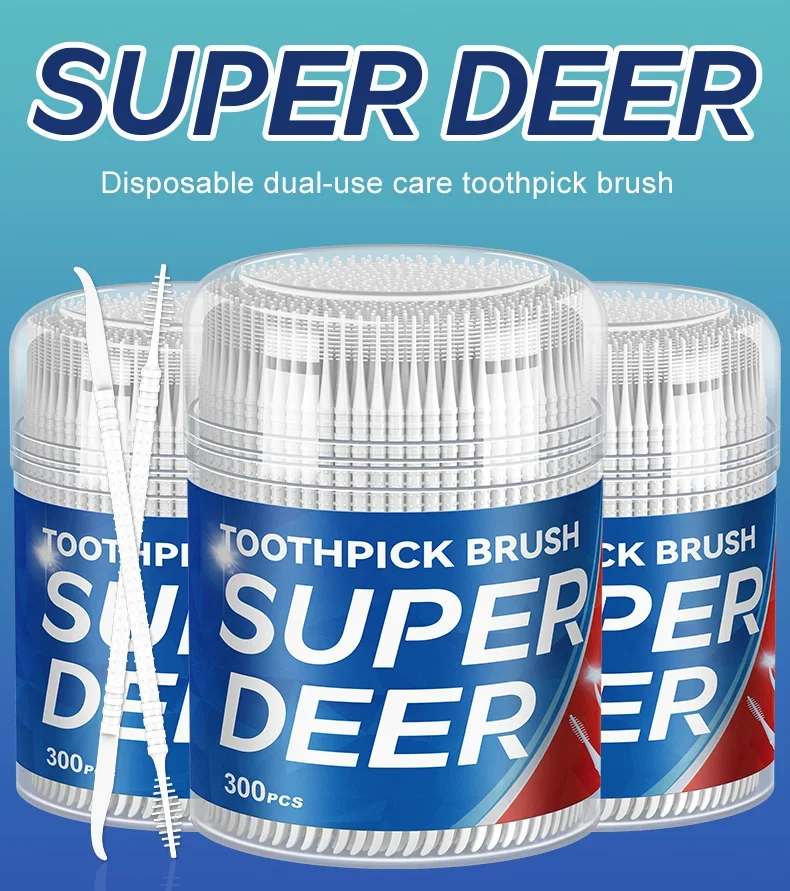 300 قطعة فرشاة مسواك محاصر مسواك بلاستيكية للاستعمال مرة واحدة فرشاة بين الأسنان المنزلية قطف الأسنان خيط تنظيف الأسنان