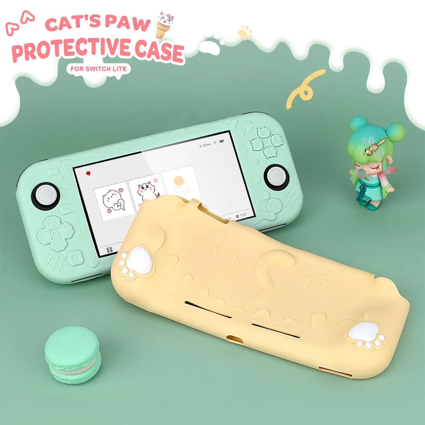 Cat Paw Protective Case For Switch Lite Full Coverage Soft Silicone Cartoon Cute Ins Style Anti Slip Shockproof Cover For Gamer
