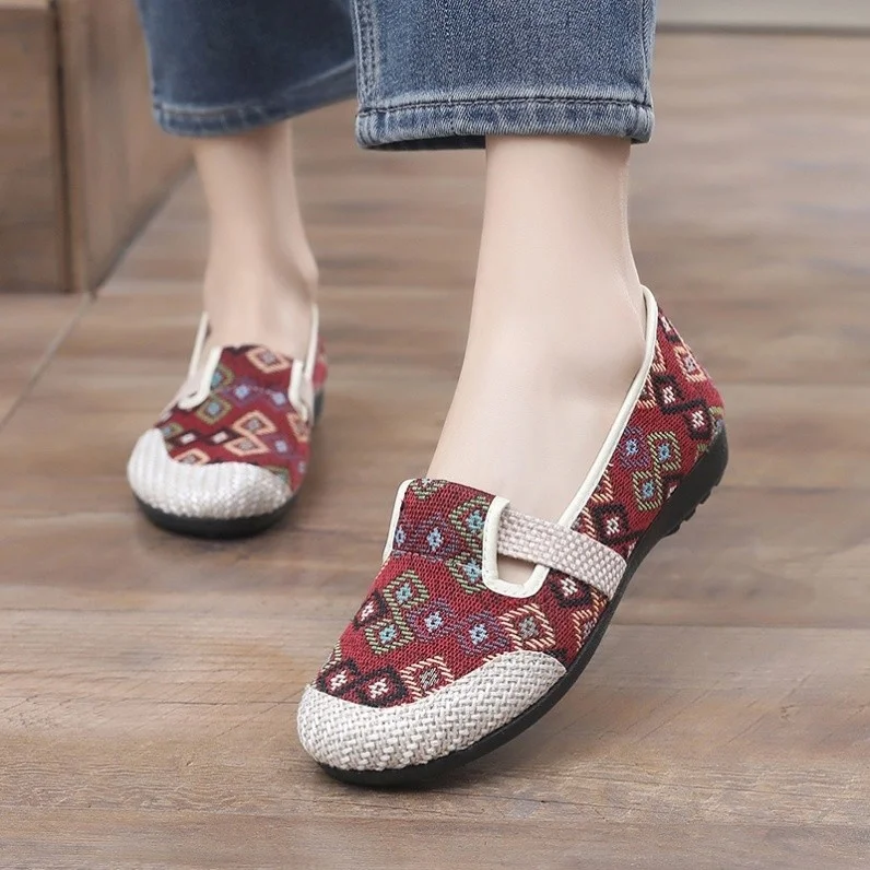 Beijing Ladies Canvas Shoes Linen Casual Fisherman Soft Bottom Mom Shoes Women's Footwear Traditional Cloth Shoe Flat Heel ro...