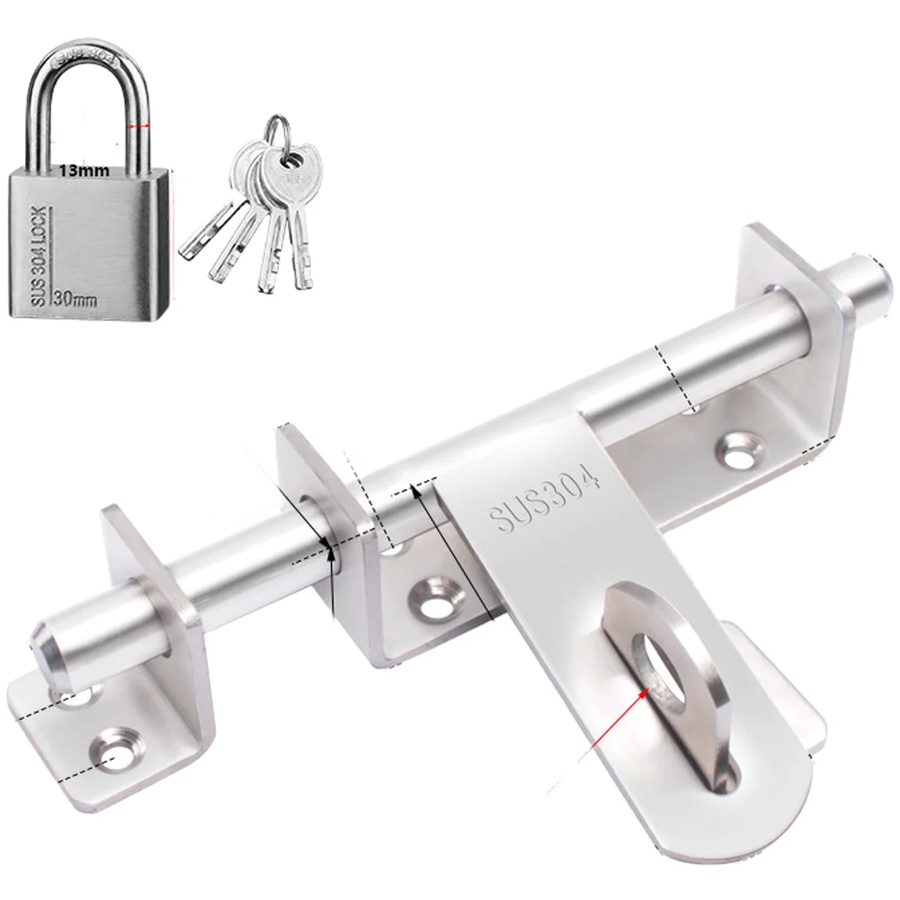 304 Grade Stainless Steel Door Latch Bolt with Lock for Wood Metal Doors and Cabinets Resistant and Secure Operation