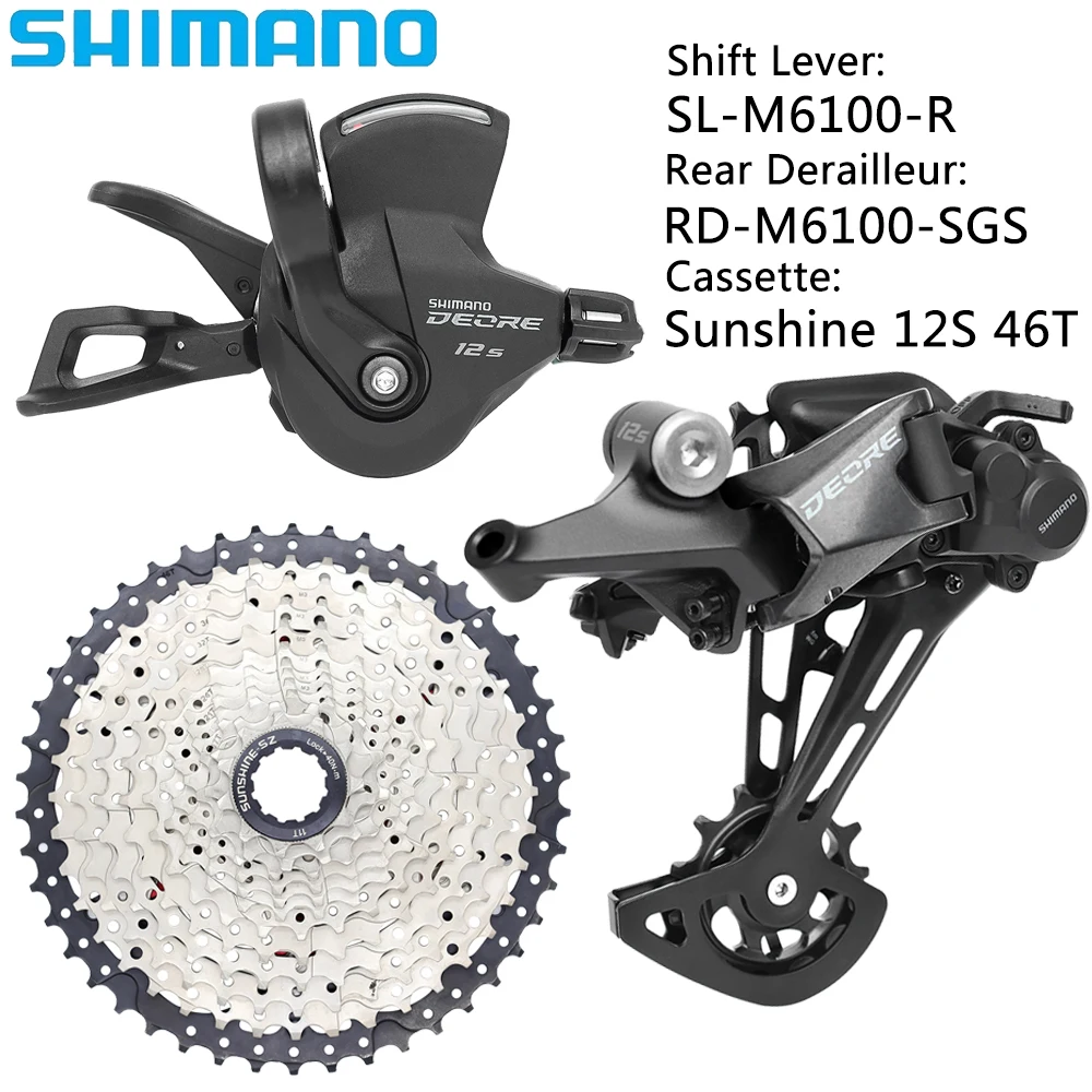 SHIMANO M6100 12 Speed MTB Bike Derailleur Right Shift Rear Derailleur Sunshine 11-46T/50T/52T Silvery Cassette Bicycle Parts