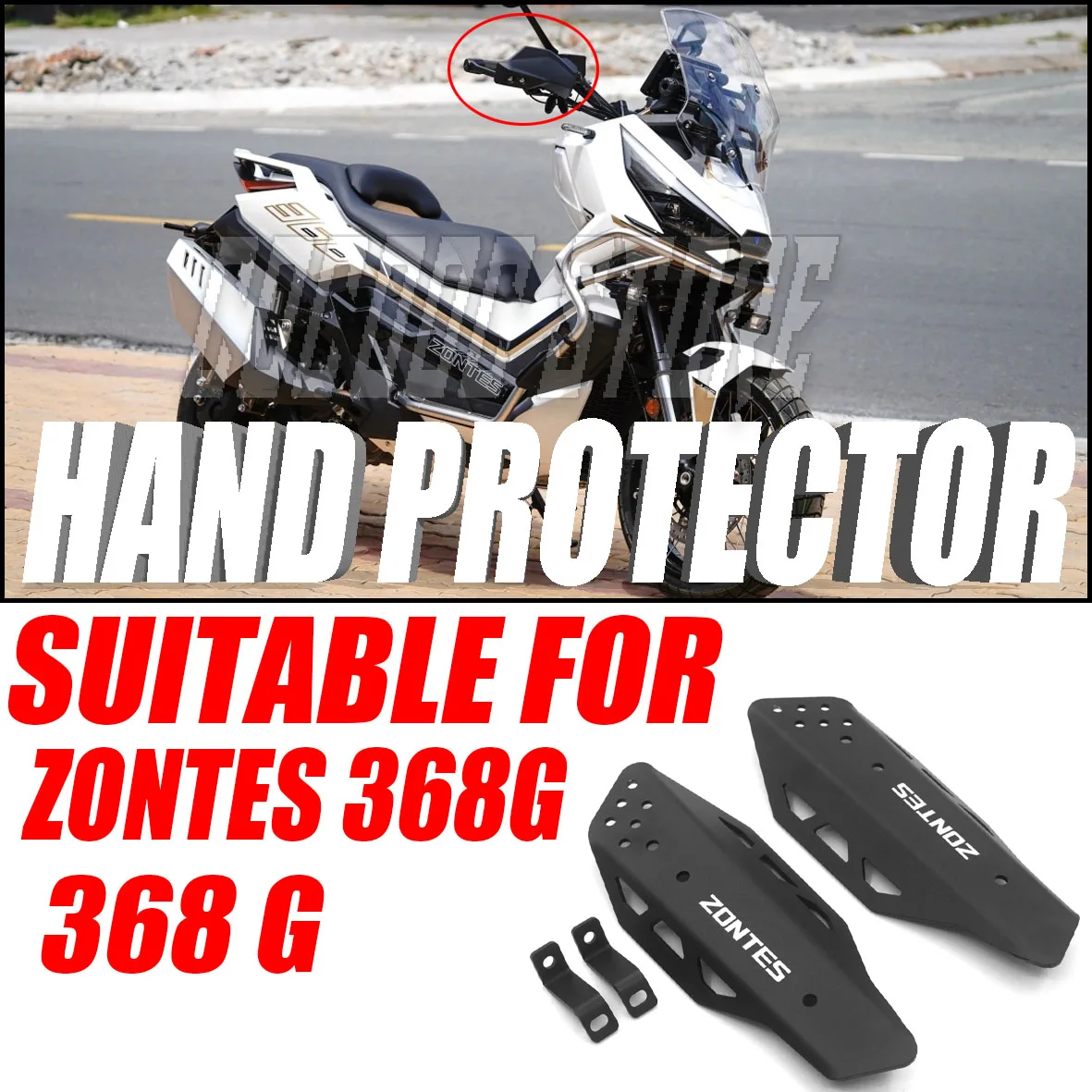 Zontes specific accessories for Zontes 368g motorcycles including handguards guards and handguard windshields