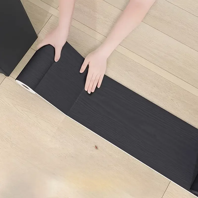1PC Self-adhesive PVC Waterproof Imitation Wood Grain Skirting Wall Stickers Living Room Bedroom Wall Corner Decoration Stickers