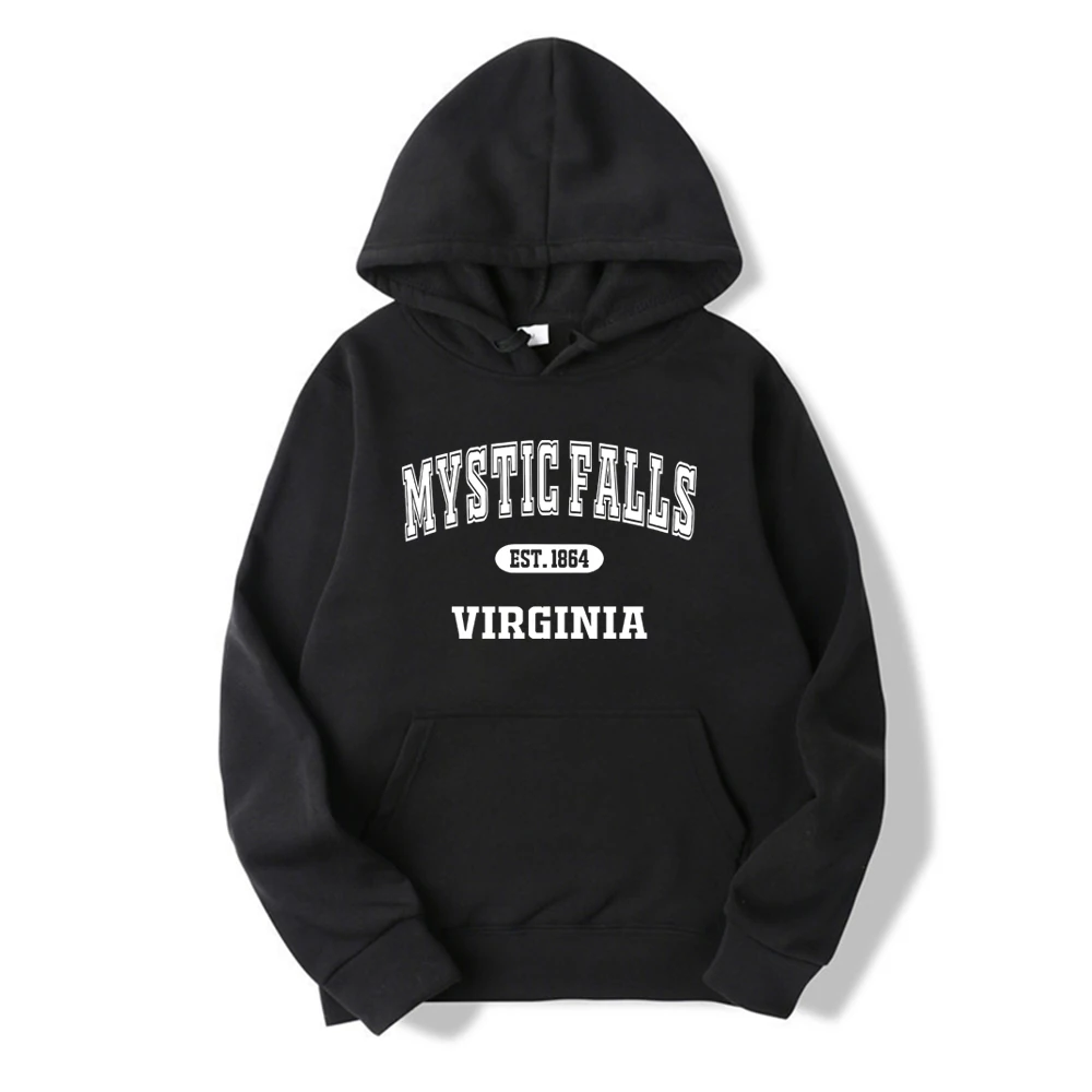 

Mystic Falls Hoodie Salvatore Hooded Sweatshirt Unisex Long Sleeve Pullovers Graphic Hoodies Streetwear Tops Vampire Fans Gift