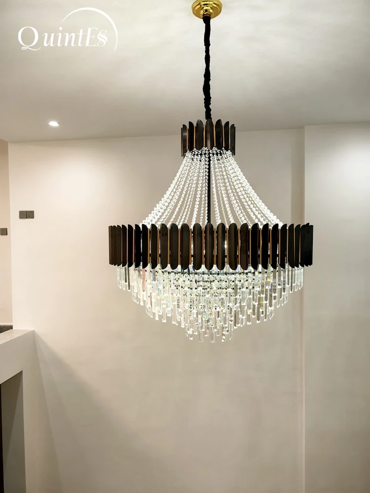 Lustre Crystal Lamp Collection Black Gold LED Chandelier Lighting Home Hanging Suspension Luminaire Lampen For Dinning Room