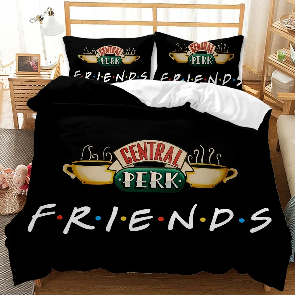 Friends Forever Bedding Duvet Cover With 2 Pillows Simple Style Bedding Set Relaxed Soft Queen Size Modern Home Pattern Style