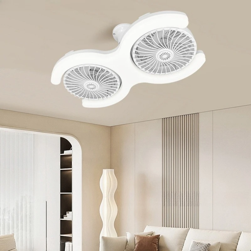 LED Dual Row New E27 Screw with Remote Control Ceiling Fan Lights Adjustable Angle Universal Head Indoor LED Fan Lamps Fixtures
