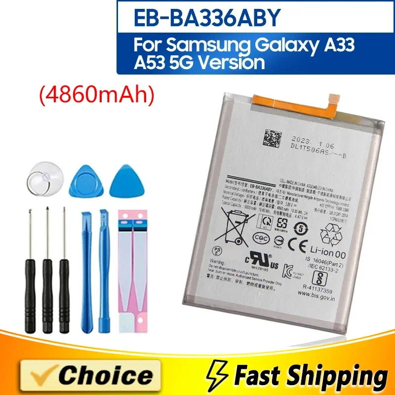 

EB-BA336ABY,Replacement Phone Batatery,For Samsung Galaxy A33 5G SM-A3360 SM-A336B/DS A53 5G SM-A5360 A5360 SM-A536B/DS, 4860mAh