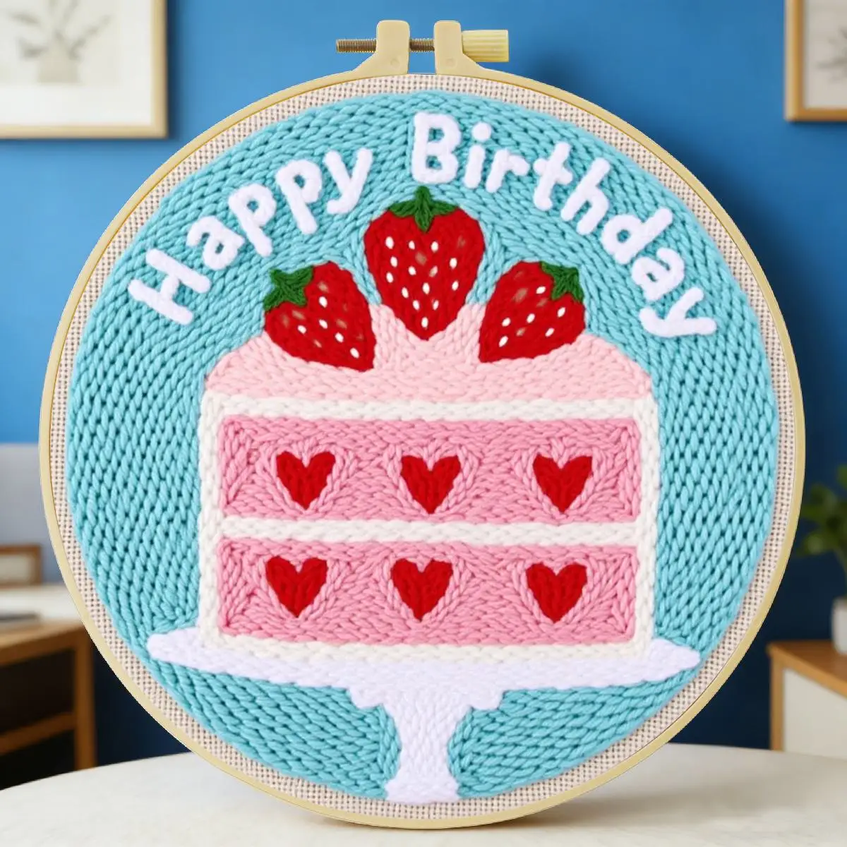 20X20CM/7,87 Zoll Kuchen-Sticknadel-Set, Stickerei-Kit, Stickerei, gestrickte Stickerei, DIY, handgemachtes Geschenk, Heimdekoration – Detail 6