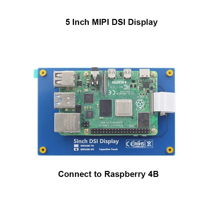 5.0 بوصة IPS DSI عرض واجهة MIPI 800X480 بالسعة لمس TFT وحدة عرض إل سي دي دعم Raspbian/Ubuntu/Kali/Win10