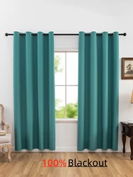 1pc Modern 100% Blackout Curtains with Grommet Top, Soft Fabric and Solid Color Curtain,  Curtains for Living Room, Bedroom
