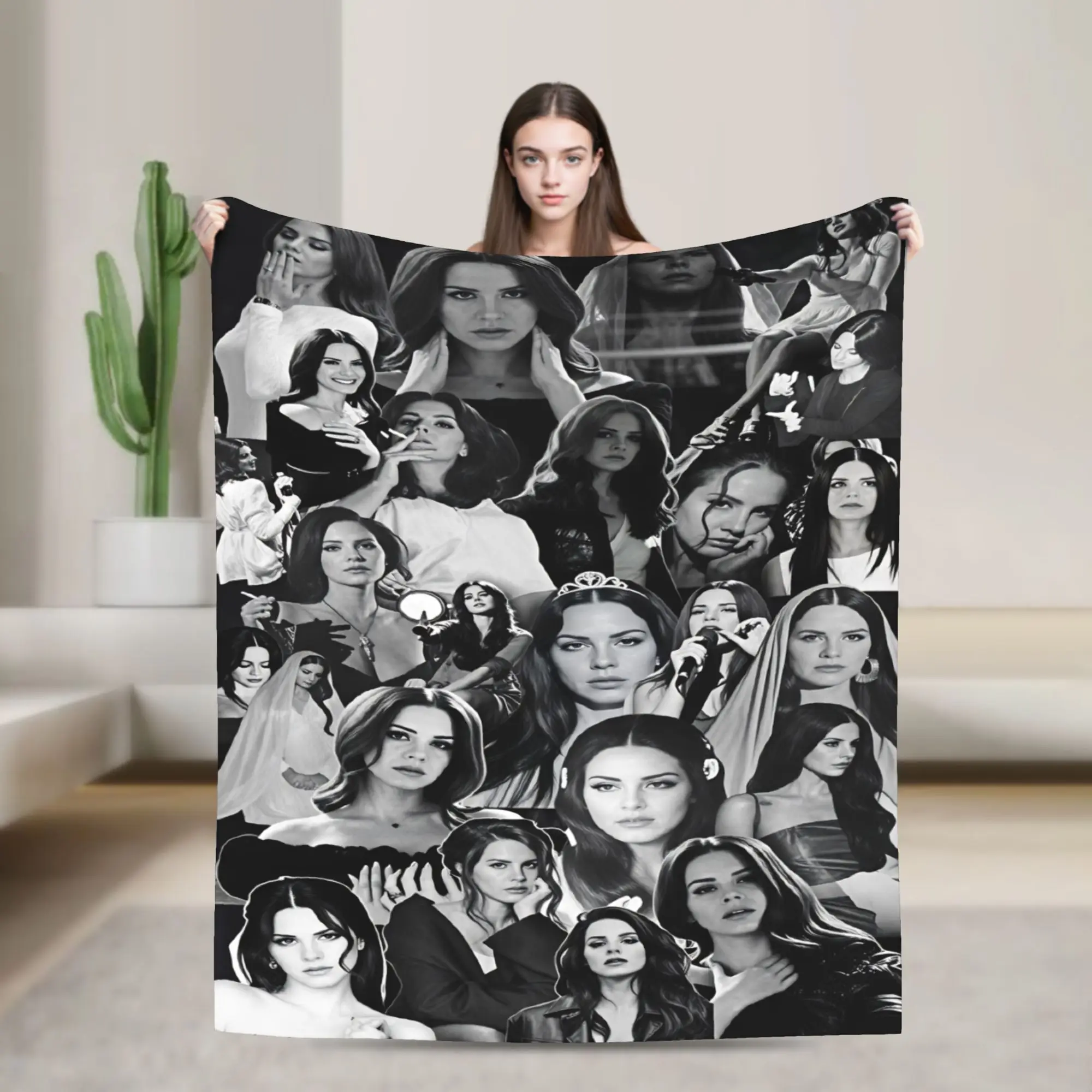 Hot Singer Lana Del Rey Blanket  Warm Soft Graphic Plush Bedding Throws For Kids Adult Outdoor Flannel Bedspread Bed Cover