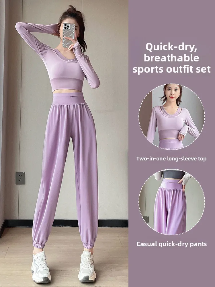 

Women's Yoga Sportswear Set Long Sve Qui Dry Faionable Running Fitn Clothes Morning Run Suit Advanced Feelings