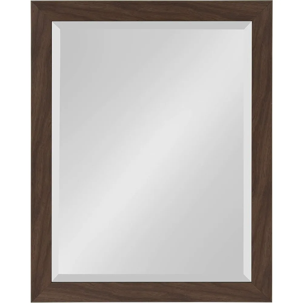 

Farmhouse Rectangular Wall Mirror, 22x28 Inches, Walnut Brown, Rustic Bathroom Vanity Mirror for Entryway Decor