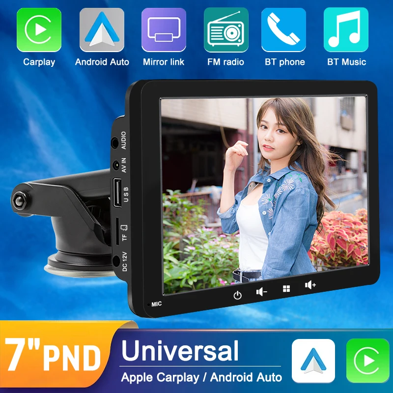 

7inch Carplay Radio Dash Cam Dual Lens Car DVR Android Auto 1080p AHD Rear View Camera Autoradio