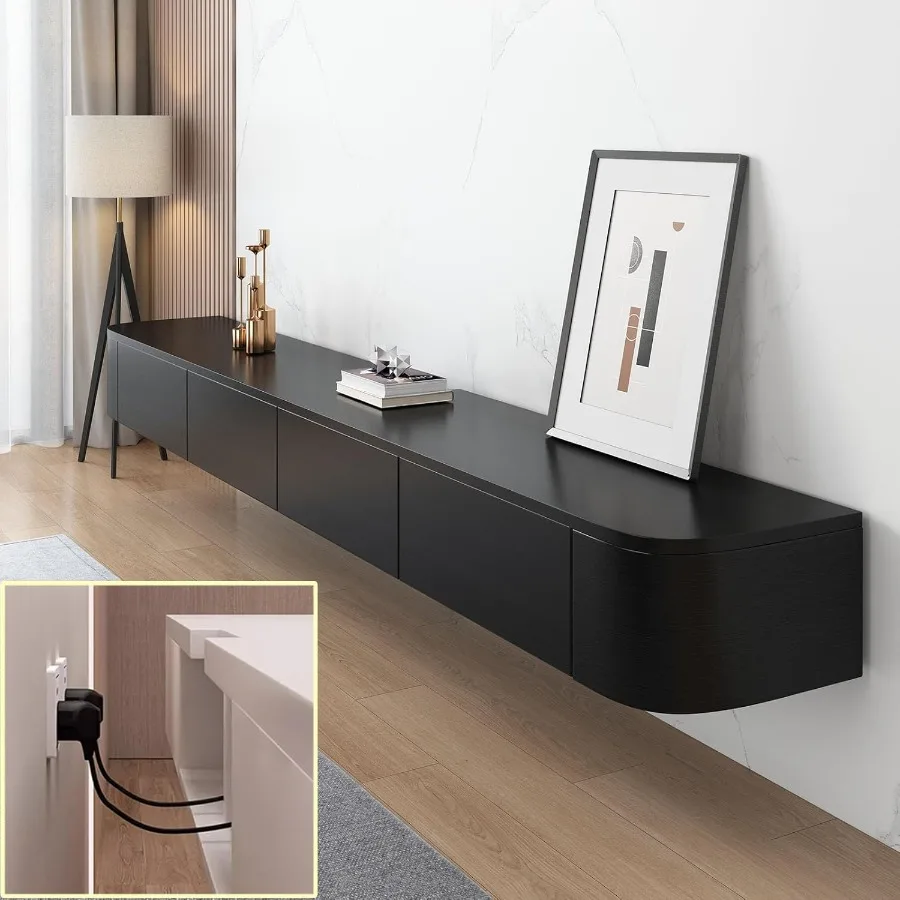 Floating TV Stand Large Floating TV Shelves Wall nted Multi Storage Compartment TV Media Console Floating TV Cabinet Beh Under