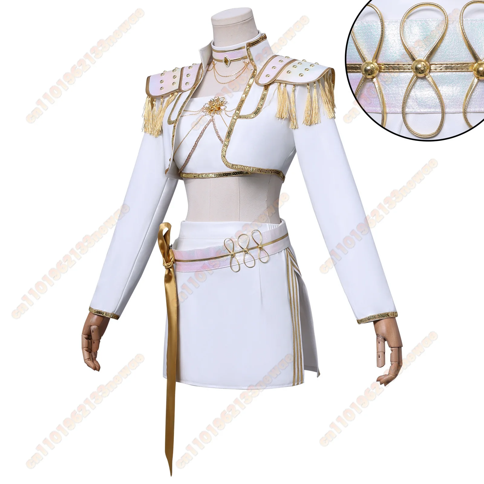 MINISO ミラコスプレ衣装 KPop ホワイトトップドレスウィッグ女の子悪魔ハンター変装ハロウィンカーニバルパーティー服高品質