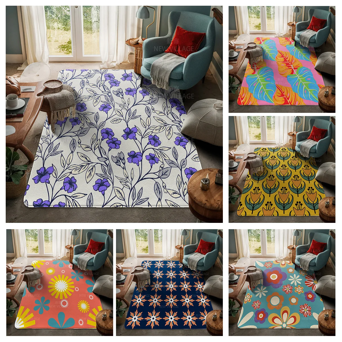 House entrance carpet Home door mat Room Bath Foot bathroom non-slip Kitchen water absorption rugs Modern Nordic boho plant