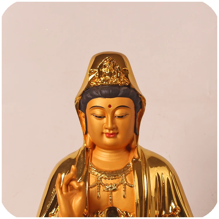 38CM large Asia family HOME hall Temple Shrine efficacious protection Buddhism gold Guanyin Bodhisattva buddha FENG SHUI statue