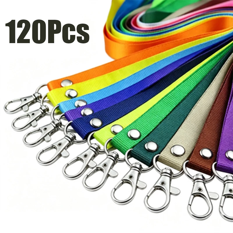 120Pcs Neck Lanyards with Rotatable Lobster Clasp, Polyester Webbing for ID Card Holders