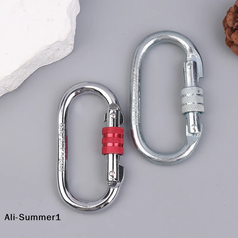 【E】25KN High Strength Climbing Safety Lock Buckle O-shaped Electrophoresis Professional Carabiner Rappelling Climbing Supplies